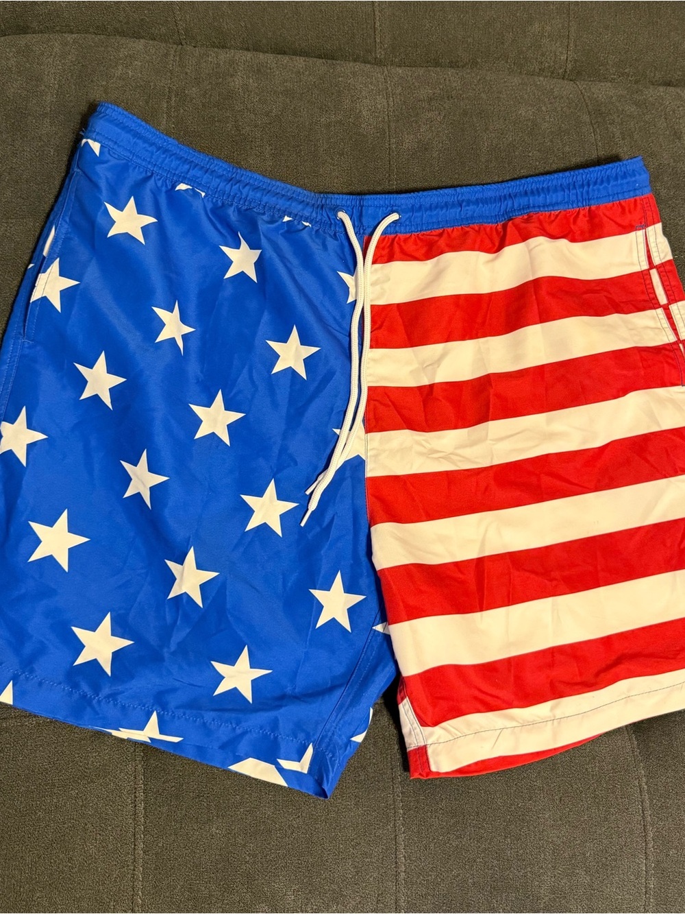 Patriotic Stars & Stripes Men's Swim Board Shorts - Blue, Red, White